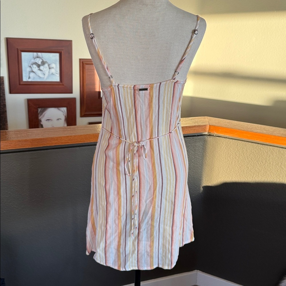 Billabong Striped Lightweight dress - Peach & Cream striped wood buttons small - Picture 2 of 8